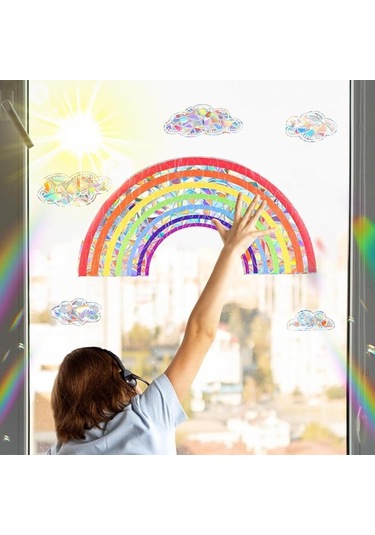 Güneş Yakalayıcı Etiketler Gökkuşağı Bulutu Pencere Etiketleri, 6 Adet Yapışkansız Prizma Vinil Çıkartma Çarpışma Önleyici Pencere Yapışkanları Ev Dekorasyonu Pencere Filmi Cam İçin Çok Renkli Güneş Yakalayıcı Etiketler Gökkuşağı Bulutu Pencere Etiketleri, 6 Adet Yapışkansız Prizma Vinil Çıkartma Çarpışma Önleyici Pencere Yapışkanları Ev Dekorasyonu Pencere Filmi Cam İçin Çok Renkli