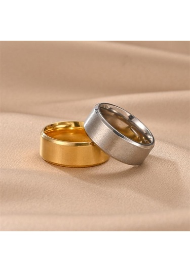 Çok Renkli Dikili Eğik Fırçalama Titanyum Çelik Yüzük Erkek Çift Yüzük Gandal Takı Çok Renkli