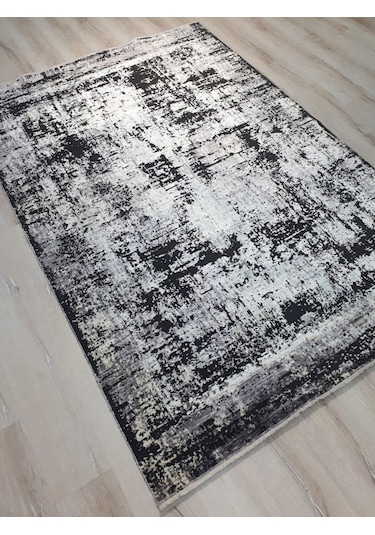 Tuğra Halı Rustic 1076 Siyah Gri 160X230 Cm Saçaklı Salon Halısı
