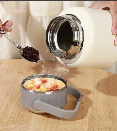 Çelik Mama Termosu Sıcak Veya Soğuk Yiyecekler İçin Öğle Yemeği Termosu 500 Ml Beyaz