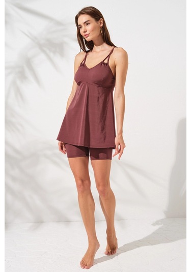 Pierre Cardin Lisa Şortlu V Yaka Tankini Toffee 231500