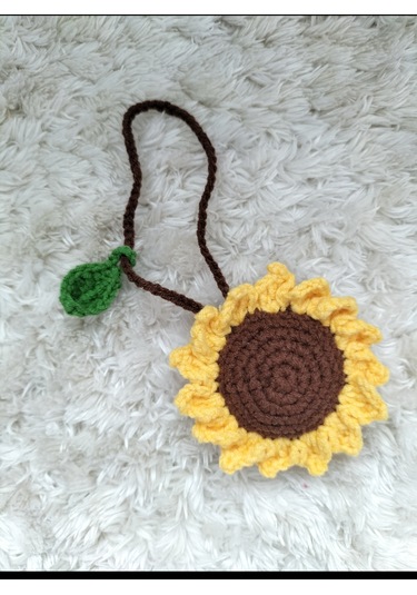 Amigurumi Minik Ay Çiçeği Anahtarlık Aksesuar Hediyelik