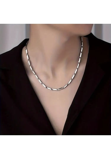 Silver Küp Model Unisex Yüksek Kalite Çelik Kolye&bileklik Silver