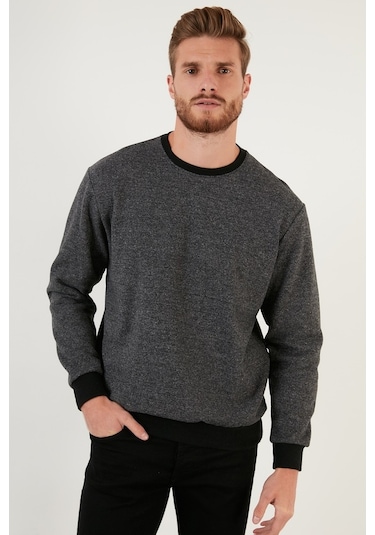 Buratti Slim Fit Bisiklet Yaka Pamuklu Erkek Kazak 456201 Gri