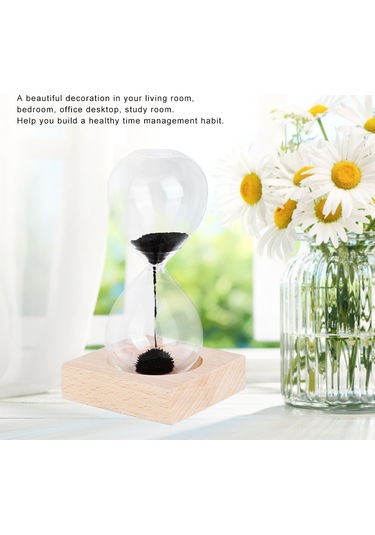 Konesam Ahşap Tabanlı Manyetik Cam Kumu Saati - Mıknatıs Etkisiyle Güzel Şekiller Oluşturan Ofis Ve Ev Dekorasyon Aleti