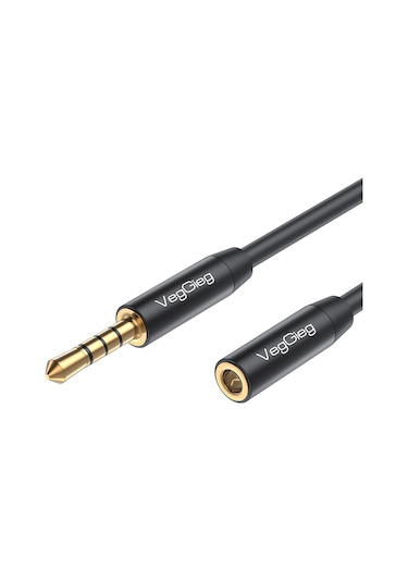 VegGieg 3.5 MM TRRS Aux Kulaklık Mikrofon Ses Uzatma Kablosu 1 M