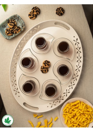 Lin Metal Lalin Tepsi - Krem