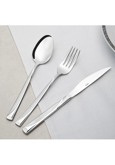 Nehir 12 Adet Fiesta Saten Yemek Çatal 304 Kalite 3 mm Gümüş