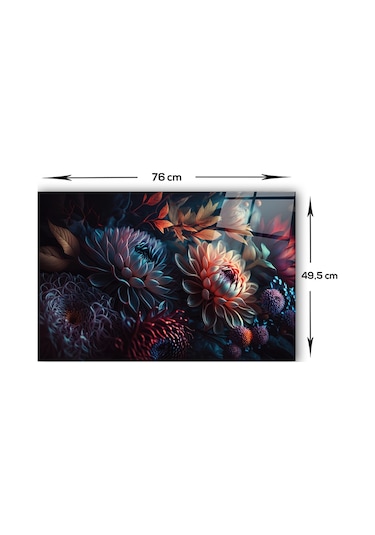 Cam Ocak Arkası Koruyucu Dark Flowers 49,5cm X 76cm
