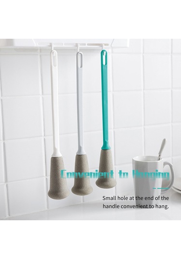 Monyee Beyaz Uzun Saplı Sünger Bardak Fırçası - Tüm Bardak Türlerini Temizler, Aslanabilir, Yumuşak Ve Kırıcı Olmayan