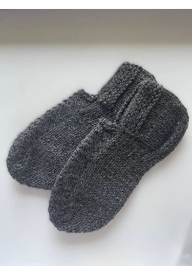 Tamam Örgü Yünlü Bot Çorapları 253597941 Koyu Gri