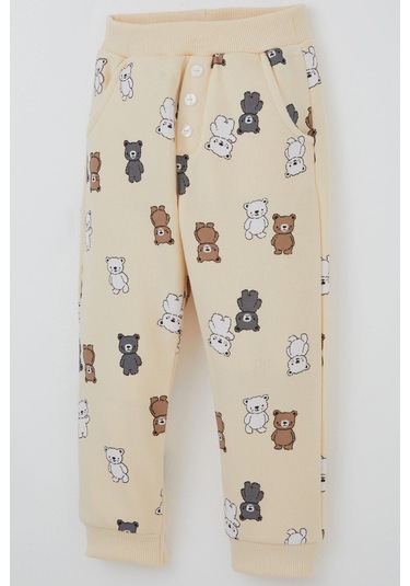 Breeze Erkek Çocuk Eşofman Takımı Sevimli Ayıcıklar Desenli 1-4 Yaş, Krem Krem