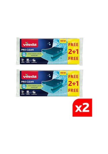 Vileda 2 Paket 3lü Pro Clean Düz Bulaşık Süngeri Vld0000000461
