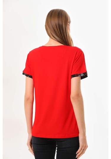 Sistas Kadın V Yaka Kısa Kol Bluz 23152 Kırmızı