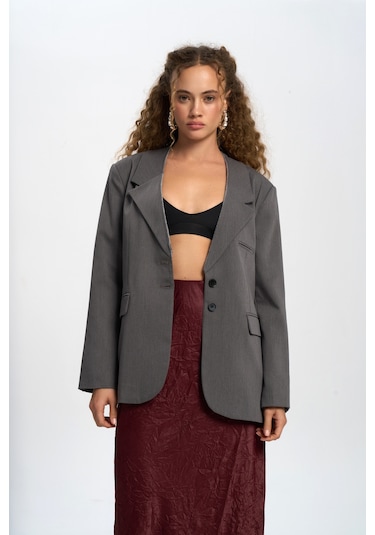 Mai Studios Co. Volda Yaka Detay Antrasit Blazer Antrasit