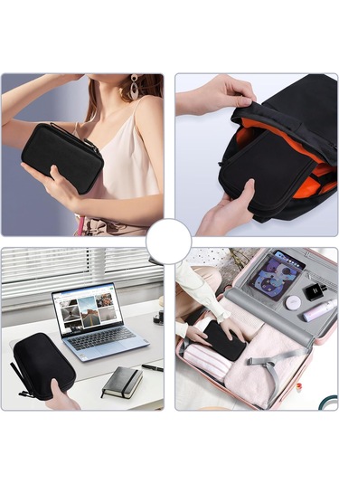 Geniş Kapasite Organizer Organiser Kablo Ssd Telefon Elektronik Düzenleyici Çanta Su Geçirmez Siyah