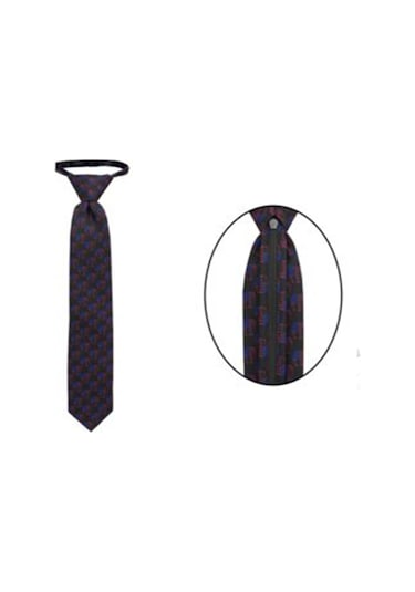 Fil Temalı Siyah Fermuarlı Çocuk Kravat