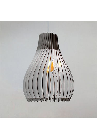 Vialux Modern Ahşap Bohem Rustik Avize Tekli Sarkıt Lamba Beyaz Beyaz