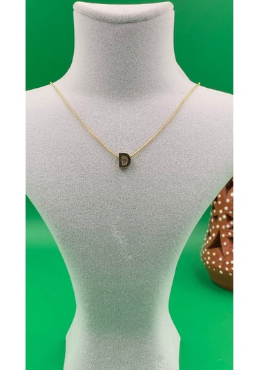 14k Altın Renginde D Harf Minimal Çelik Kadın Kolye Altın