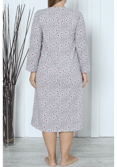 Kadın Tunik Uzun Gecelik Uzun Kollu Büyük Beden Pamuklu Vizon Vizon