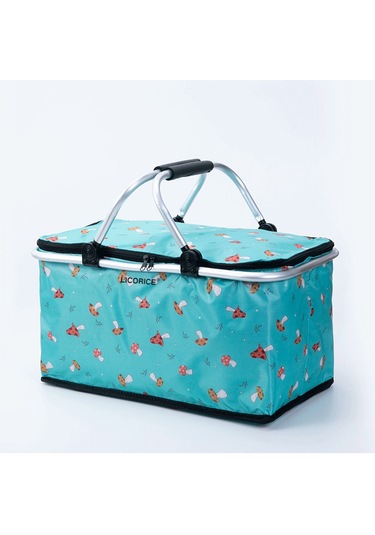 Lıcorıce Katlanabilir Kamp Taşınabilir Buz Torbası Yalıtımlı Öğle Yemeği Kutusu, Açık Saklama Sepeti Yeşil