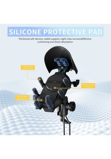 Besthome1 15w Kablosuz Şarjlı Motosiklet Telefon Tutucu, Anti-titreşim, Anti-yağmur, Güneş Koruyucu Telefon Tutucu Siyah