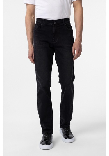 Siyah Regular Denim Pantolon-35075 Siyah