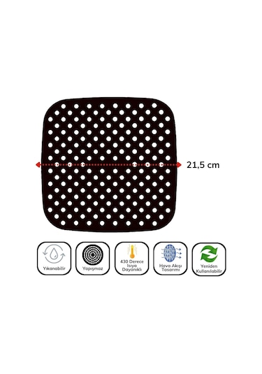 Siyah Isıya Dayanıklı Yıkanılabilir Silikon Fırın Ve Airfryer Kar