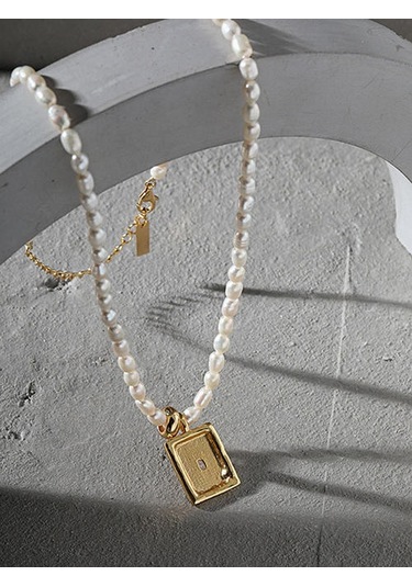 925 Ayar Gümüş Tatlısu Inci Kolye Kolye Kadın Minimalist Geometrik Doku Aksesuarları İçin Kuyumculuk Kolyeler Altın - Beyaz