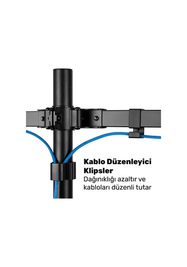Npo Std5704b Basic 17"-32" Vesa Yükseklik/genişlik Ayarlı Kablo Yönetimli Dörtlü Monitör Tutucu