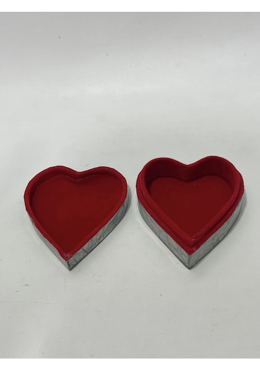 Sedef Kaplama Kalp Model Kadife Hediye Kutusu Orta-model 1