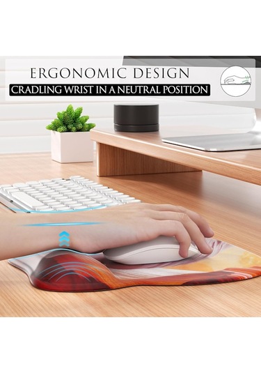 Hafızalı Köpük Bilek Desteğine Sahip Ergonomik Mouse Pad, Dizüstü Bilgisayarlar İçin Konforlu Bilgisayar Mouse Pad'i, Ağrıyı Hafifleten Bilek Desteği Çok Renkli