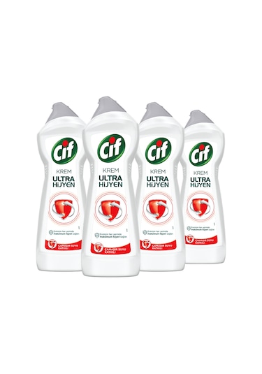 Cif Krem Ultra Hijyen Çamaşır Suyu Katkılı Yüzey Temizleyiciler 4 x 675 ML