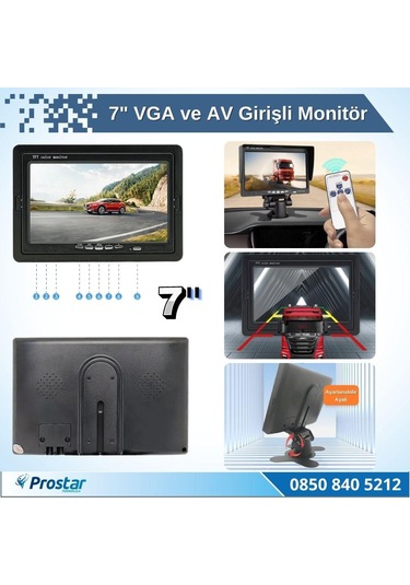 7" Vga Ve Av Girişli Araç Monitörü