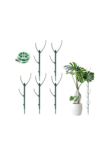 Geeksen Bitkiler İçin Yüksek Dayanıklı Plastik Destek Sütunları - Yığılabilir Tasarım, 5 Adet Sütun + 20m Bağlama İpi, İç/çevre Kullanıma Uygun