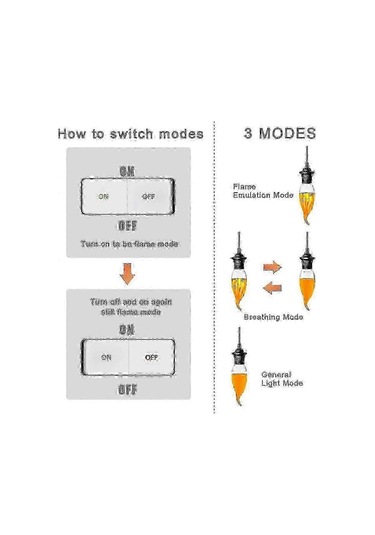 Alev Efekti Ve 3 Işık Modu İle 4'lü 3w E14 Led Ampul, Dekoratif Ampul Diğer