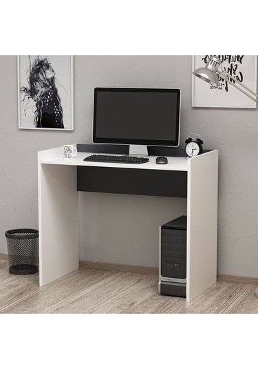 Basic Çalışma Masası - Beyaz / Siyah Beyaz / Siyah