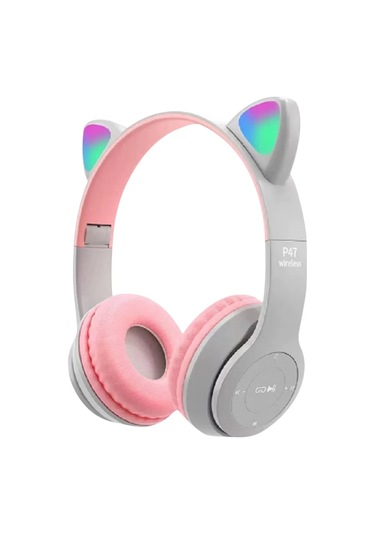 Snapbuy P47m Kablosuz Bluetooth Kulaklık - Rgb Işık, Kedi Kulak Tasarım, Spor Ve Oyun İçin Green