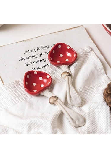 Kaşıkla 420ml Seramik Kahve Çay Fincanı Olan Mantar Kupası - Noel, Doğum Günü, Karısı, Kız Arkadaşı İçin Hediye. Kobalt Kobalt