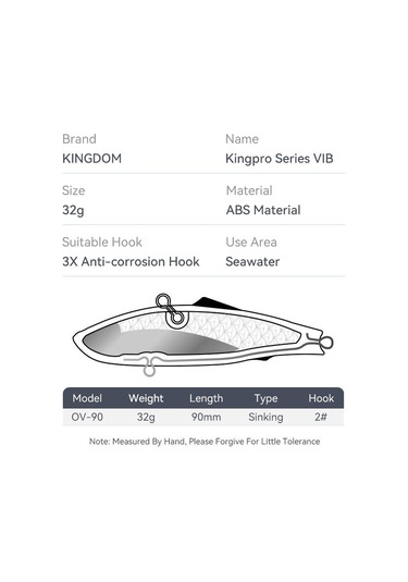 Krallık Ov-90 Balıkçılık Cazibesi Batan Vıb 90mm 32g Wobblers Yapay Sert Yemler Deniz Balıkçılığı İçin Uzak Döküm Tuzlu Su Trolling