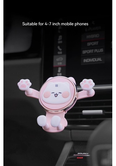Soulader Araç İçi Dekoratif Kedi Figürlü Telefon Tutucu, Eğlenceli Ve Pratik Aksesuar, Otomobil Hava Çıkışına Uyumlu Pembe