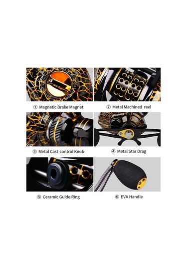 Novahub Abu Balıkçılık Makarası Siyah/sarı W10 Mikro Sol El Balıkçılık Makarası - 10kg Maks. Sürükleme - 7,2:1 Dişli Oranı