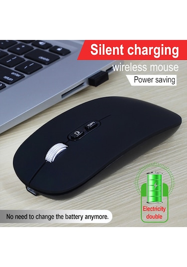 Springsun M103 Şarj Edilebilir Kablosuz Fare 2.4g Kablosuz Fare Ultra İnce Sessiz Fare 3 Ayarlanabilir Dpı Dahili 500mah Pil Siyah