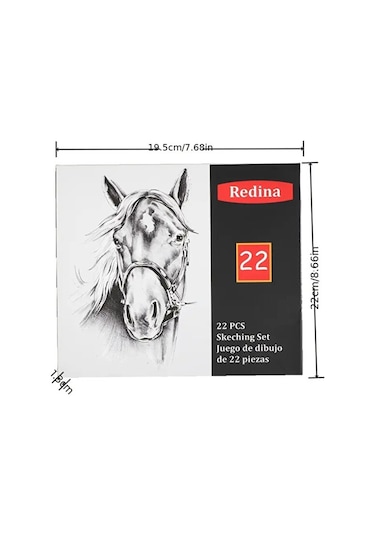 Kara Kalem Çizim Seti, Eskiz Kalem Seti, Dereceli Kalem Set, Kömür Kalem-kutulu 22 Parça