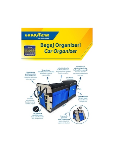 Goodyear Oto Bagaj Organizer 60 X 37 Cm - 71 L