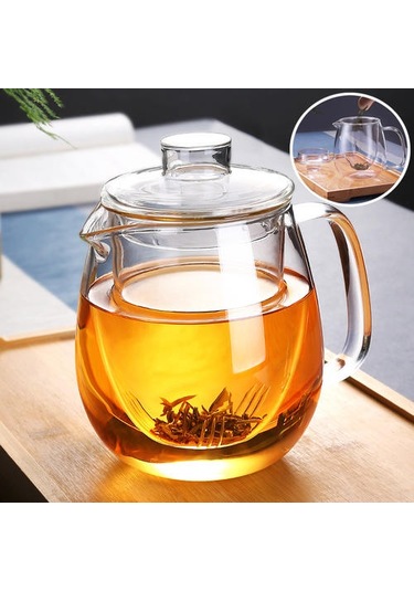 Cam Çaydanlık Çıkarılabilir Demlik Çiçekli Çay Filtresi Isıtmalı Güvenli Çay Su Isıtıcısı Çiçek Açan Gevşek Yaprak Çay Makinesi Seti Çaydanlıklar Altın - Beyaz