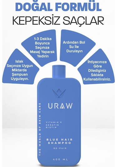Uraw Biotin Ve Keratin İçeren Dökülme Karşıtı Mavi Şampuan 400 ML