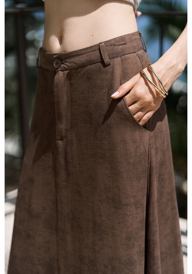 Garias Cepli Uzun Batik Desenli Kahve Etek Kahve