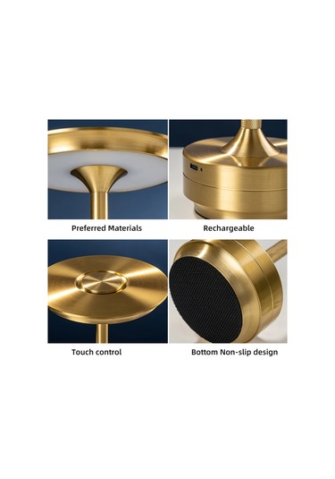 Honeybeeshop Altın Usb Led Masa Lambası Modern Üç Renkli Ayarlanabilir Ortam Işığı Oda Parti Dekoratif Gece Lambası 36v Dahili Pil Usb Şarj Altın