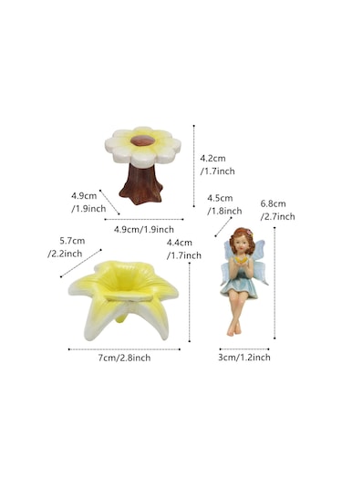 Homyl 3x Çiçek Peri Heykeli Reçine Heykelcik Bahçe Dekorasyon